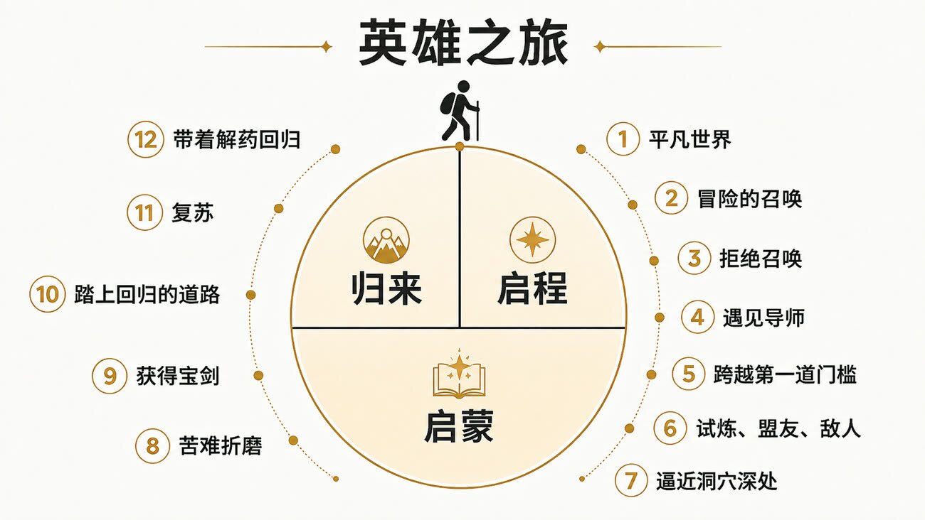 英雄之旅十二环节:启程、启蒙、归来
